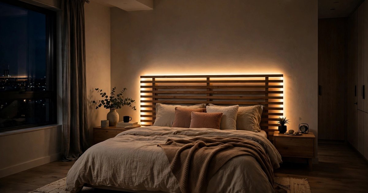 Add LED strips behind the headboard
