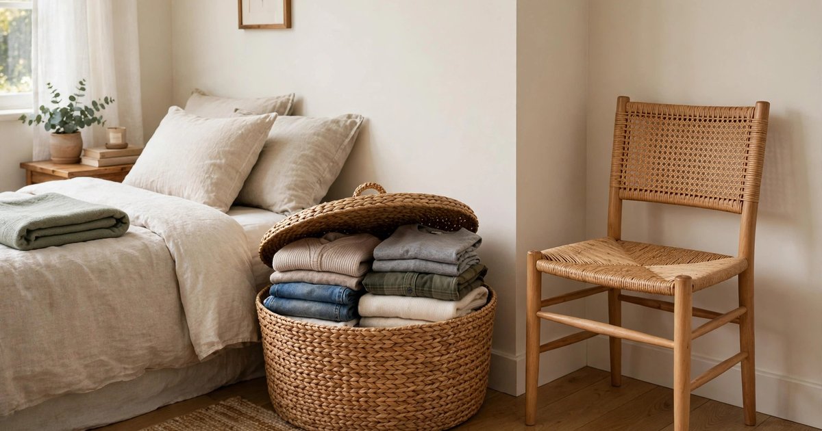 A lidded basket for the "chair pile"