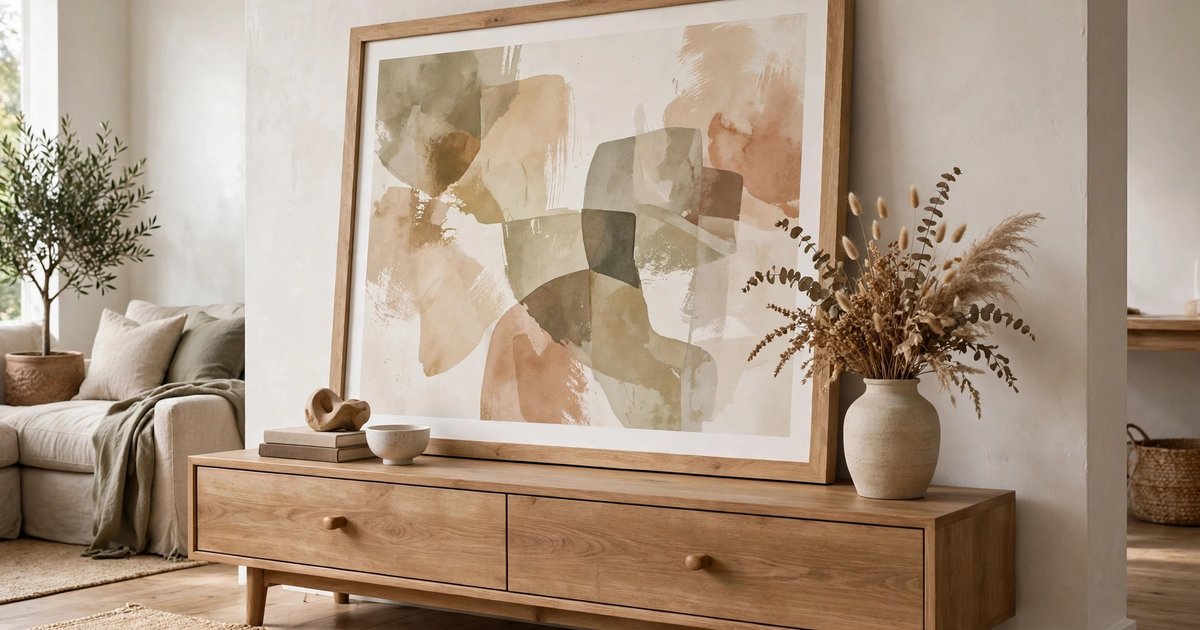 Lean large art on furniture