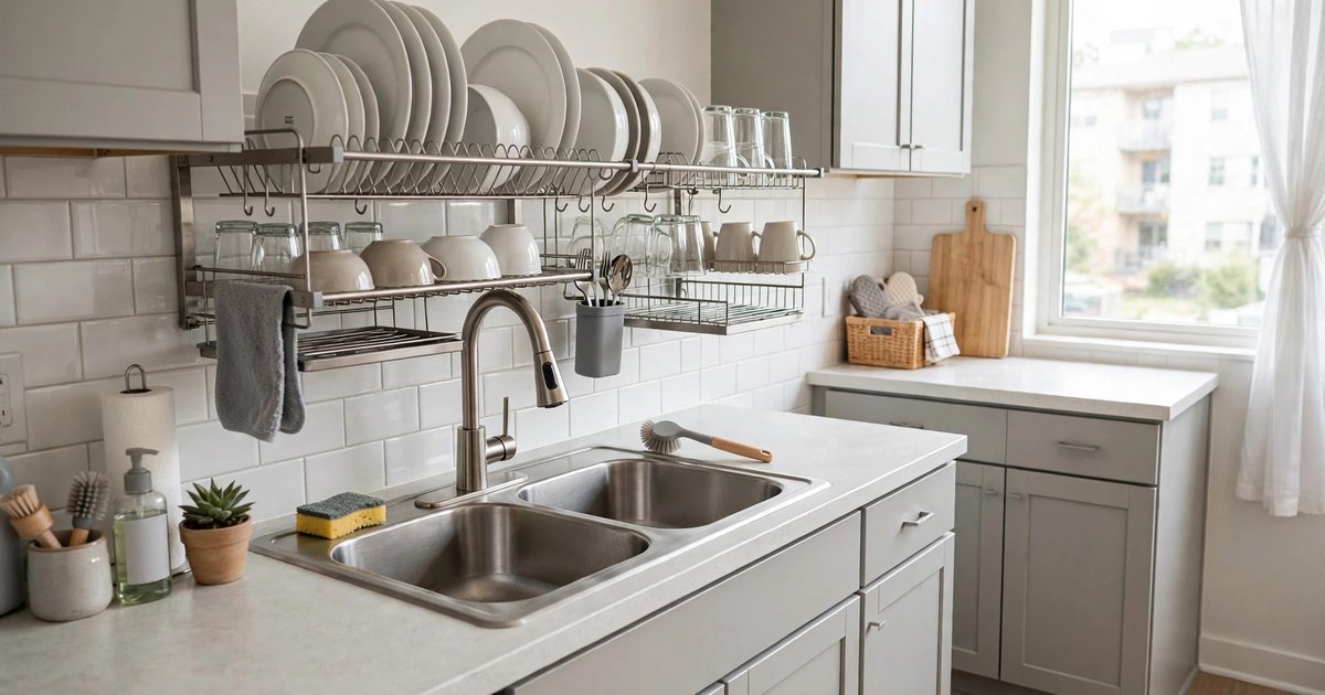 Over-the-sink dish rack (reclaim the counter)