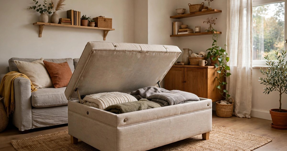 The storage ottoman (not a coffee table)