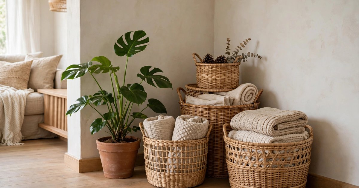 Decorative baskets as the only "bins"